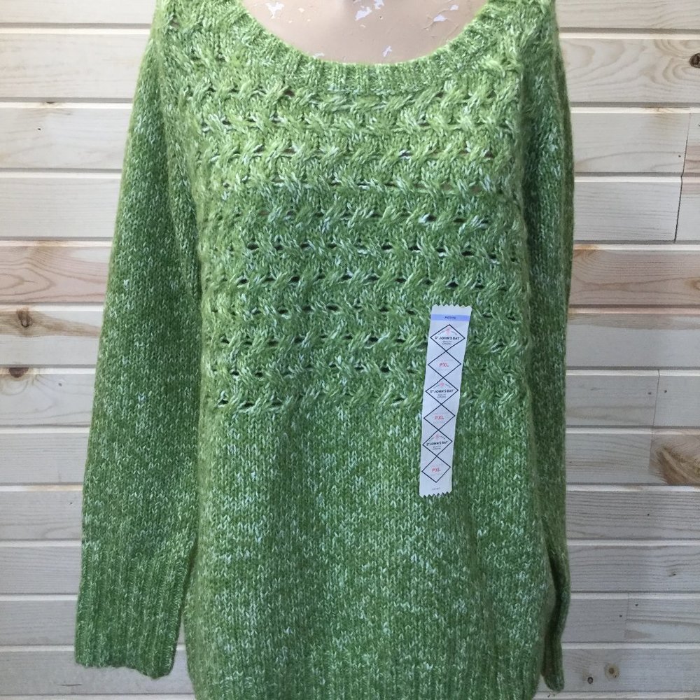 Knit Sweater Swoop Neck Green